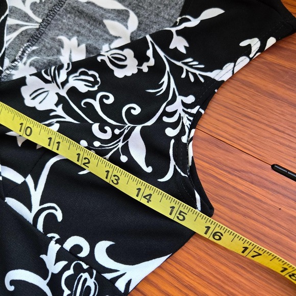 Vtg y2k Charlotte Russe Black White Floral Dress Sleeveless Babydoll Stretchy - Picture 9 of 10